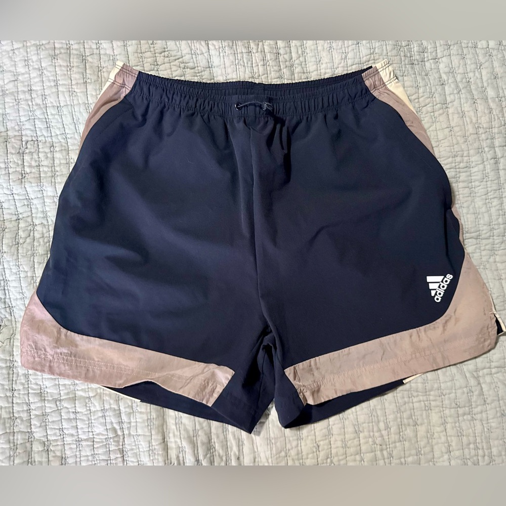 Adidas Men's Athletic Shorts in Navy and Tan